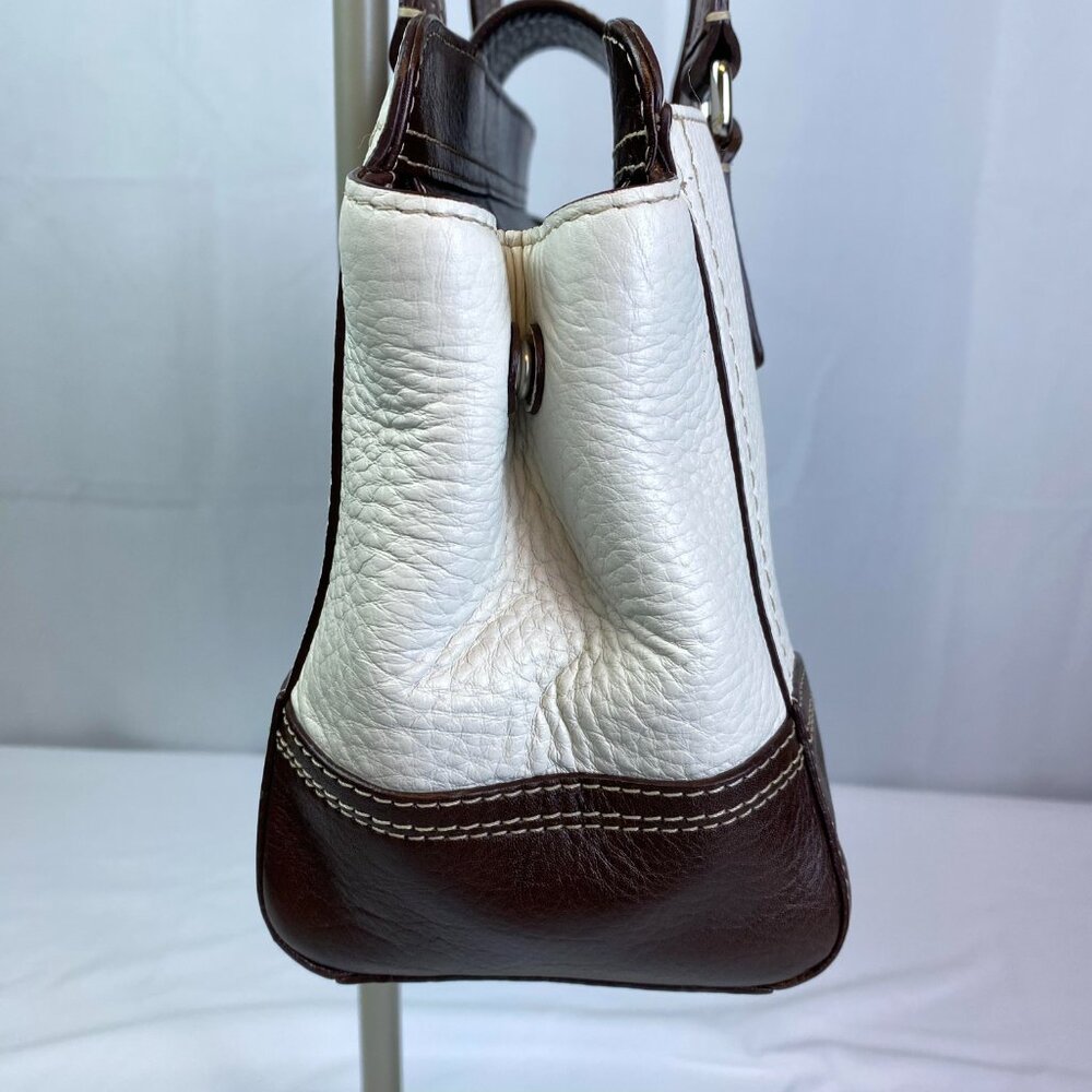 Coach Leather Turnlock Satchel Brown Cream - F13961 🤍 Janice - Picture 6 of 17